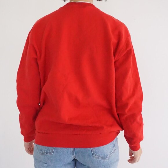 Vintage Top Stitch Morning Sun Red Embroidered Sleeping Kitten Crew Sweater L - Picture 3 of 10